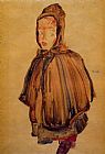 Egon Schiele Canvas Paintings - Girl with Hood